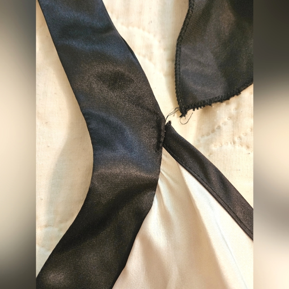 Wet Seal Black and White Satin Color Block Halter Dress - Picture 7 of 7